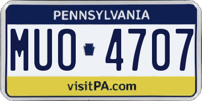 PA license plate MUO4707