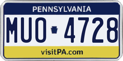 PA license plate MUO4728