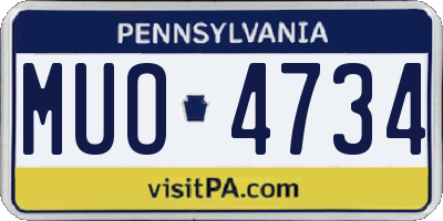 PA license plate MUO4734