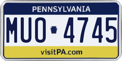 PA license plate MUO4745