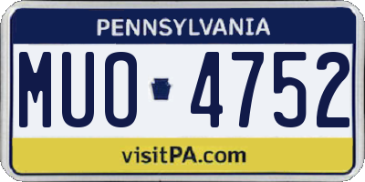 PA license plate MUO4752