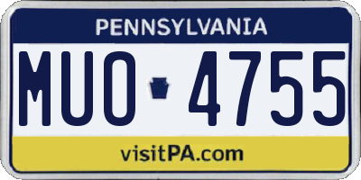 PA license plate MUO4755