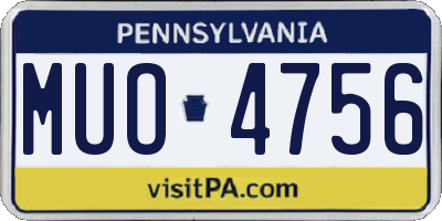 PA license plate MUO4756