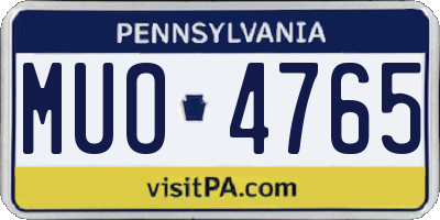 PA license plate MUO4765