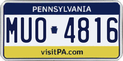 PA license plate MUO4816