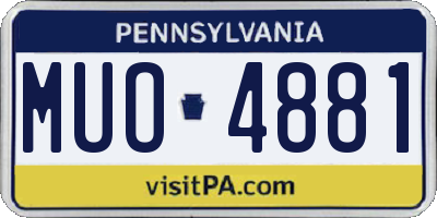 PA license plate MUO4881