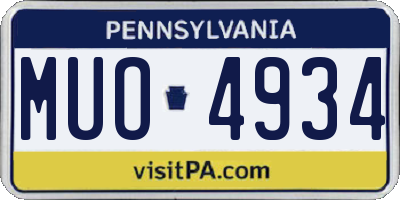 PA license plate MUO4934