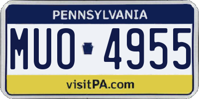 PA license plate MUO4955