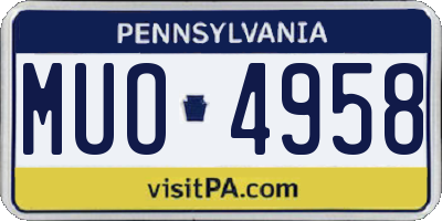 PA license plate MUO4958