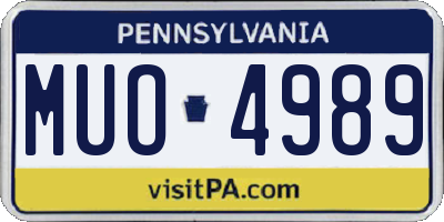 PA license plate MUO4989