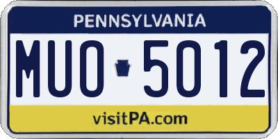 PA license plate MUO5012