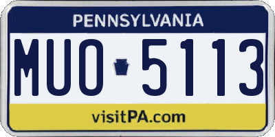 PA license plate MUO5113