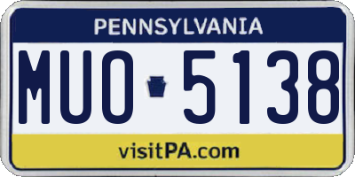 PA license plate MUO5138