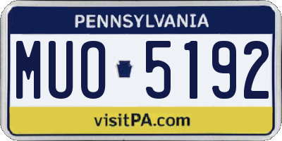 PA license plate MUO5192