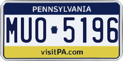 PA license plate MUO5196