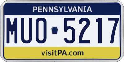 PA license plate MUO5217