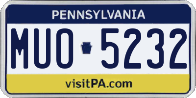 PA license plate MUO5232