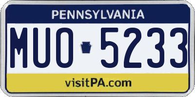 PA license plate MUO5233