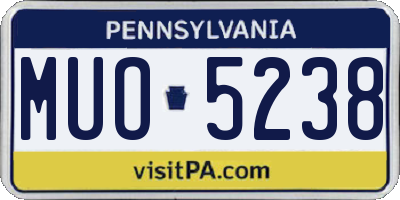 PA license plate MUO5238