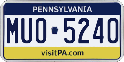 PA license plate MUO5240