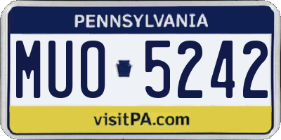 PA license plate MUO5242