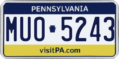 PA license plate MUO5243