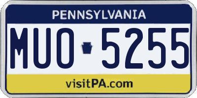 PA license plate MUO5255