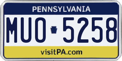 PA license plate MUO5258