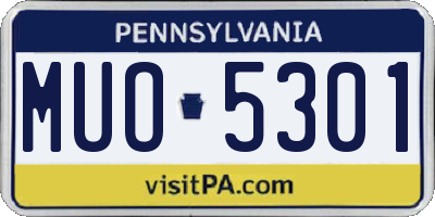 PA license plate MUO5301