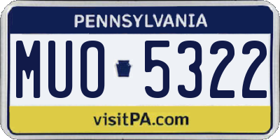 PA license plate MUO5322
