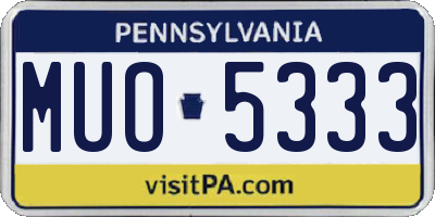PA license plate MUO5333
