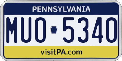 PA license plate MUO5340