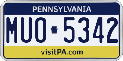 PA license plate MUO5342