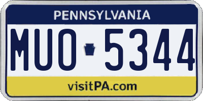 PA license plate MUO5344