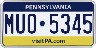 PA license plate MUO5345