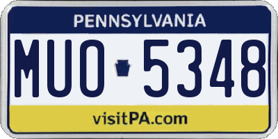 PA license plate MUO5348