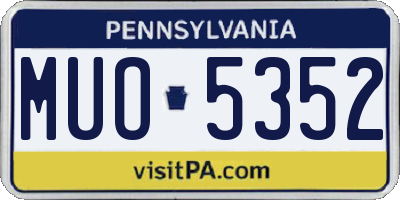 PA license plate MUO5352