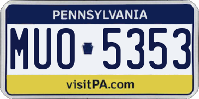 PA license plate MUO5353