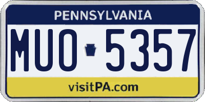 PA license plate MUO5357