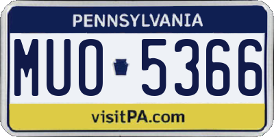 PA license plate MUO5366