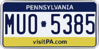 PA license plate MUO5385