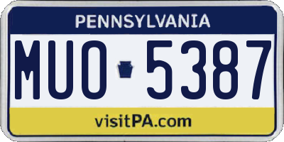PA license plate MUO5387
