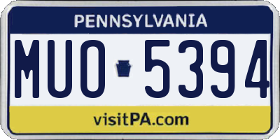 PA license plate MUO5394