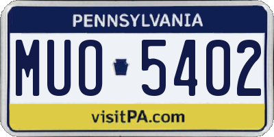 PA license plate MUO5402