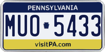 PA license plate MUO5433