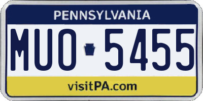 PA license plate MUO5455