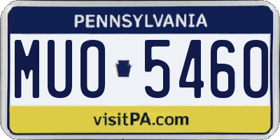 PA license plate MUO5460