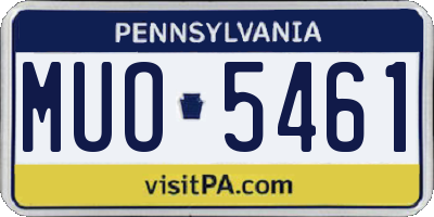 PA license plate MUO5461