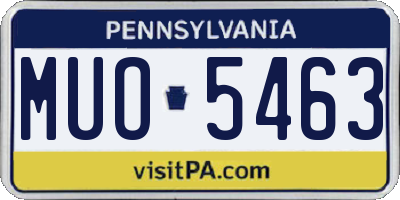 PA license plate MUO5463