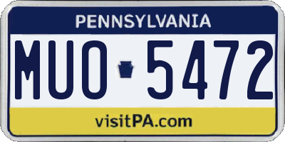 PA license plate MUO5472
